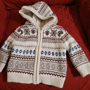 Fleece Lined  Knit Hooded Sweater Size 9 Mo.